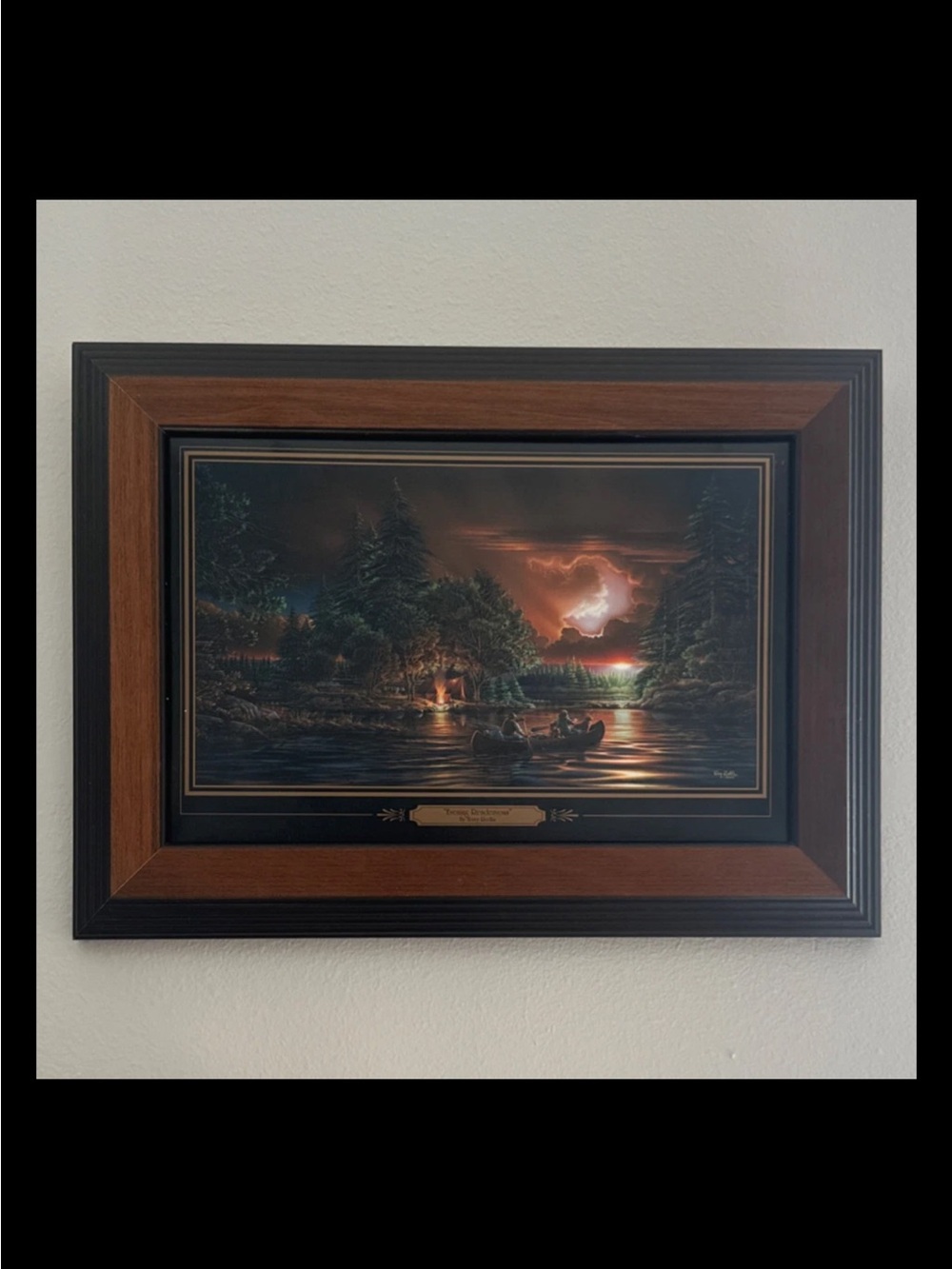 Framed preowned Terry Redlin Evening Rendezvous print.